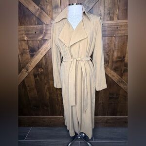 NWT Mango Trench Coat Beige Wrap Belted Collared Jacket Women’s XS
